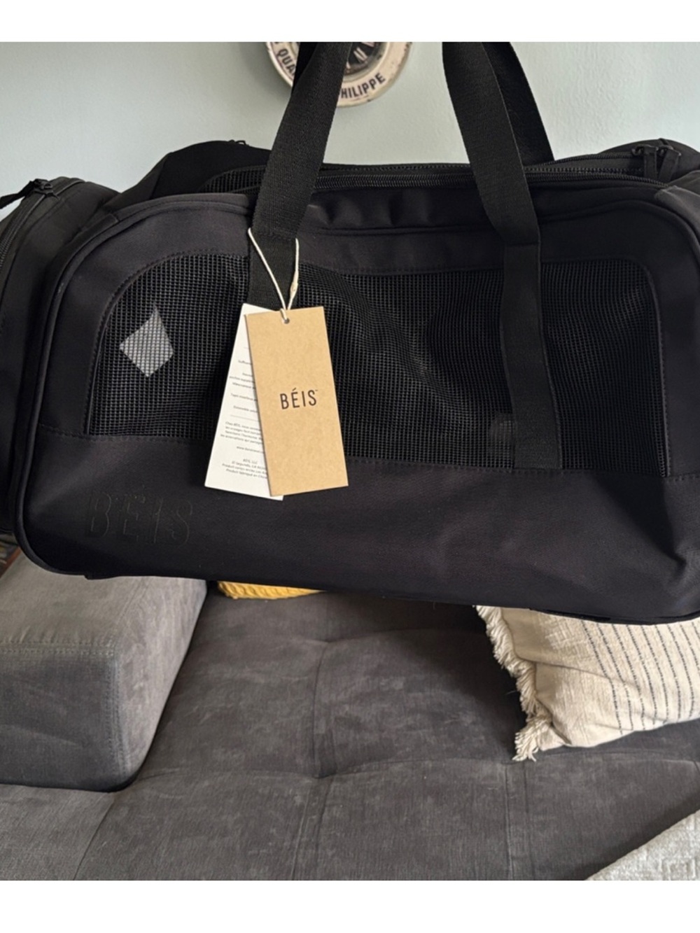 BEIS Black Pet Travel Carrier with Mesh Panels